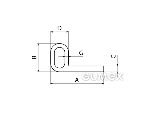 Kompaktný silikónový profil, tvar P s dutinkou - 0206
