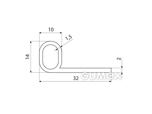 Kompaktný silikónový profil, tvar P s dutinkou - 0206