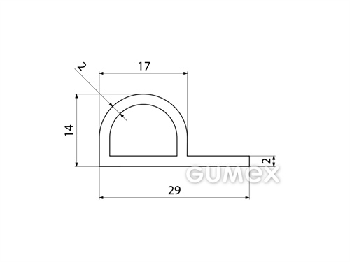 Kompaktný silikónový profil, tvar P s dutinkou - 0191