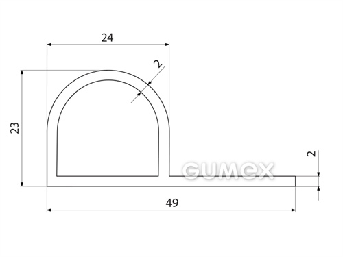 Kompaktný silikónový profil, tvar P s dutinkou - 0191